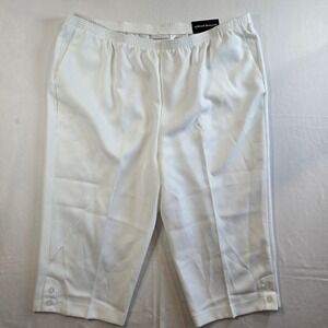 NEW Alfred Dunner Capri Pants Size 24W Classic‎ Fit Comfort Waist White Classic